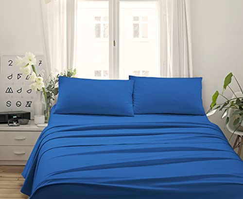 Made in Italy - Capri Komplette Bettwäsche für Kingsize-Bett 4 Stück in Baumwolle – 1 bettlaken + 1 Spannbettlaken 180x200 cm + 2 Kissenbezüge 50x80 cm (Kingsize, Königsblau) von Unbekannt