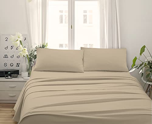 Made in Italy - Capri Komplette Bettwäsche für Kingsize-Bett 4 Stück in Baumwolle – 1 bettlaken + 1 Spannbettlaken 180x200 cm + 2 Kissenbezüge 50x80 cm (Kingsize, Sand) von Unbekannt
