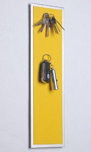 Magnet-Schlüsselbrett aus Edelstahl (42 x 12 cm) mit Filz in gelb – statt Schlüsselkasten von Unbekannt