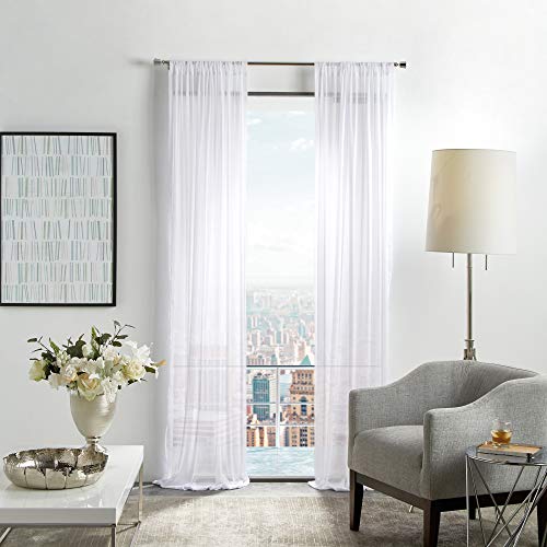 Unbekannt Martha Stewart Glacier Sheer Rod Pocket Window Curtain Panel Panel 241,3 cm, Weiß von Unbekannt