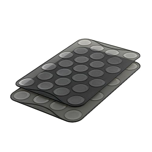 Mastard Macarones Backblech 2er Set - 25 Vertiefungen - ausfüllbarer Rand - geeignet für alle Backöfen - glatte Rückseite für Backen von Baiser, Brandteig, Plätzchen, Keksen, etc. von mastrad