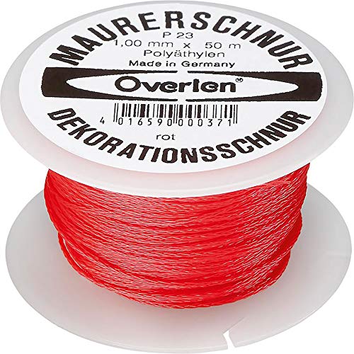 Overmann 002301000300500AA Maurerschnur 1 mm x 50 m aus Polyethylen, Rot von Overmann