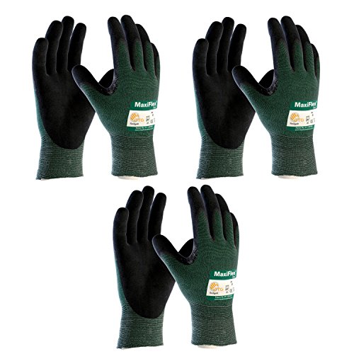 MaxiFlex Cut 34-8743 Arbeitshandschuhe, Nitril-Beschichtung, mit grüner Strickhülle und hochwertiger Nitril-beschichteter Mikroschaum auf Handfläche und Fingern, 3 Stück (XS), grün, 34-8743 von Unbekannt