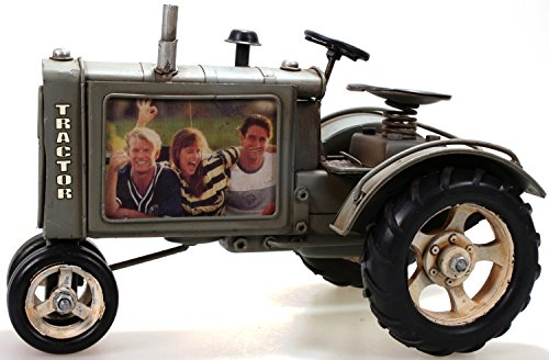 Metall Traktor als Bilderrahmen grau 26 cm Blech Modell Schlepper Trecker von Unbekannt