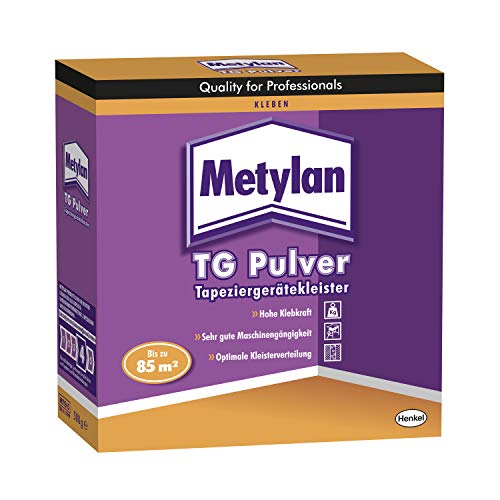 Metylan TG Power Pulver Tapetenkleister, Kleister für Raufaser- und Vliestapeten mit glattem Rücken, ideales Pulver für Tapeziermaschinen, 1x500g von Metylan