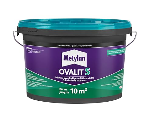 Metylan Ovalit S Spezialwandbelags-Kleber, gebrauchsfertiger, gefüllter Wandbelagsklebstoff für schwerste Wandbeläge, sehr hoher Klebkraft und Anfangshaftung, 1x4kg von Metylan