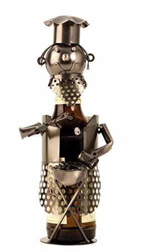 Unbekannt Moderner Bier Flaschenhalter Flaschenständer Grillmeister aus Metall in Silber Höhe 28 cm von Mel-O-Design