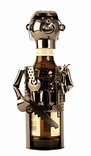 Moderner Bier Flaschenhalter Flaschenständer Mechaniker aus Metall Höhe 25 cm von Mel-O-Design