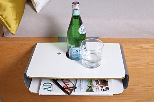 Nacht-Tisch Mini-Nachttisch Nacht-Konsole OPTION weiss / silber Bett-Ablage von Unbekannt