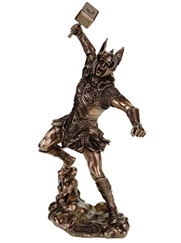 Nordischer Donnergott Thor in Rüstung Gott Figur bronziert Odin Skulptur by Veronese von Veronese