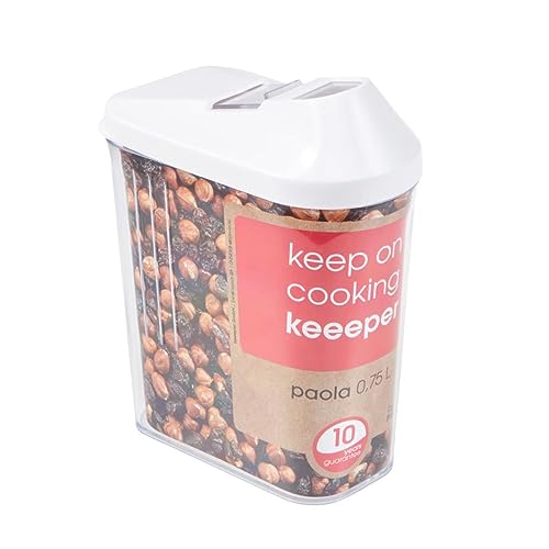 keeeper Schüttdose für Trockenvorräte, Stufenlos verstellbarer Dosierdeckel, BPA-freier Kunststoff, 750 ml, 10,5 x 5,5 x 17 cm, Paola, Weiß von keeeper