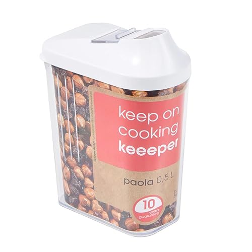 keeeper Schüttdose für Trockenvorräte, Stufenlos verstellbarer Dosierdeckel, Kunststoff, 500 ml, 8 x 4,5 x 15 cm, Paola, Weiß keeeper Schüttdose für Trockenvorräte, Stufenlos verstellbarer Dosierdeckel, Kunststoff, 500 ml, 8 x 4,5 x 15 cm, Paola, Weiß von keeeper