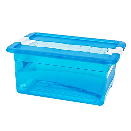 keeeper Aufbewahrungsbox mit Deckel und Schiebeverschluss, 39,5 x 29,5 x 17,5 cm, 12 l, Cornelia, Blau Transparent von keeeper