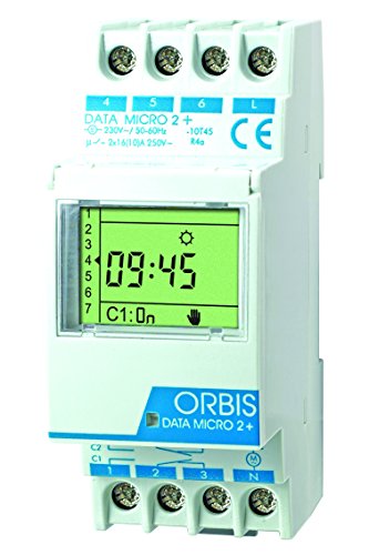 DATA MICRO 2 + 230 V.INTERRUPTOR HORARIO DIGITAL.2 CIRC.CONMUT.DIA/SEMANA 32 MEMO.PULSO 1-59 S von Orbis