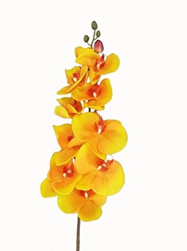 GMMH Orchideenzweig 107 cm XXL orange Latex Blumen Kunstblumen künstliche Orchidee wie echt von GMMH