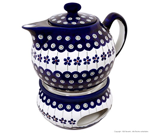 Original Bunzlauer Keramik Teekanne mit Stövchen 1.00 Liter im Dekor 166a von Unbekannt