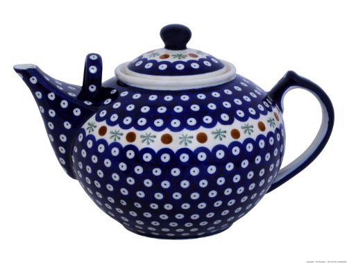 Original Bunzlauer Keramik - sehr große Teekanne/Kaffeekanne - 2.9 Liter mit zweitem Henkel im Dekor 41 von Unbekannt