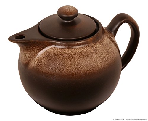 Original Bunzlauer Teekanne 1.0L im modernen reduzierten Design und dem Dekor Zaciek (Bauernkeramik) von Bunzlauer keramik