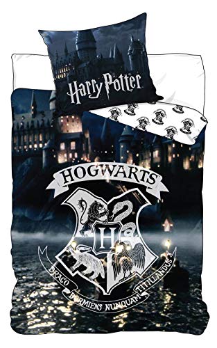 Harry Potter Wendebettwäsche Hogwarts, Glow in The Dark, 2-teilig, 135 x 200 cm, 80 x 80 cm, 100% Baumwolle von Harry Potter