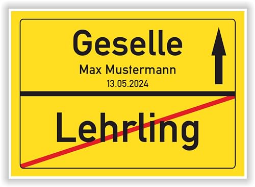 Ortsschild - Bild - Ausbildung - Lehrling - Azubi - Gesellen Geschenk - Lehrzeit - persönliche Geschenkidee von Druck-Geschenk