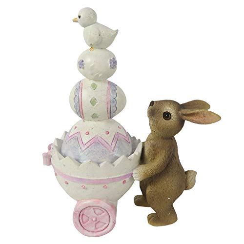 Osterhase mit Wagen Osterhase Ostern Shabby Chic Deko 12 * 6 * 14 cm von Unbekannt