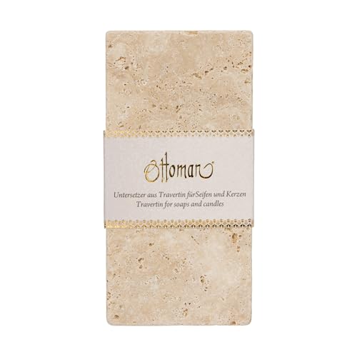 Ottoman Natural Stone Travertine 14 x 7 cm Oblong Elegant Soap Dish 1 Piece Light von Unbekannt