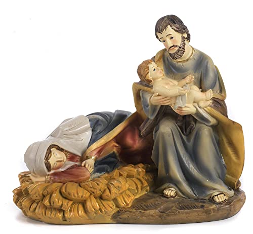 PABEN Gruppe Krippe Maria ruht den Heiligen Josef mit Jesuskind aus Kunstharz (Länge 14,2 cm - Höhe 12 cm) von PABEN