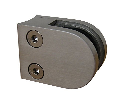 PMC Edelstahl Inox V2A für Vierkantrohr Flach Rohr 33,7/42,4/48,3 mm Glashalter Glasklemme Glass Clamp MOD:0 (Edelstahl / Ø33,7 / VSG 8,76 mm) von Unbekannt
