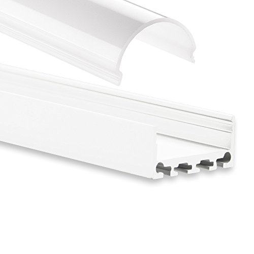 PN4 Cursa C13 LED Profil Weiß Pulverbeschichtigt Aluminium Profil f. LED Streifen LED Profil 2m + Abdeckung Opal Aluprofil von Unbekannt