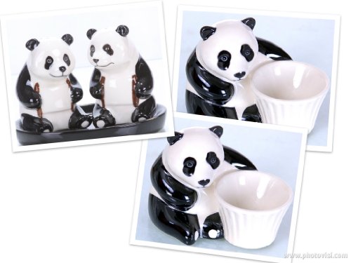 Panda Pandabär Salz und Pfefferstreuer Panda Salz und Pfefferstreuer Set Frühstücksset Eierbecher Set Keramik 5 teilig von Unbekannt