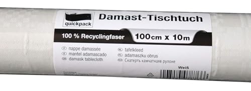 Papier Tischtuch Damast Optik 100 cm x 10 mtr./ Rolle weiss von quickpack