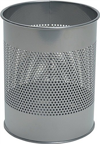 Papierkorb 15l Stahlblech Silber-metallic H.315xD.260mm Behälter gelocht von Unbekannt