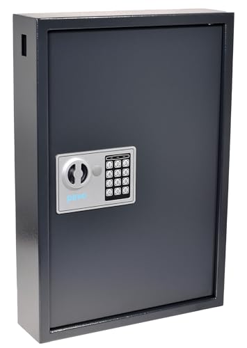Pavo 8033911 Schlüssel-Kasten/Schrank/Tresor, High security mit elektronische Sicherung, 50 Haken mit seitlichem Schlüsseleinwurf, dunkelgrau von Pavo
