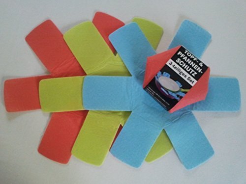 MaxxGoods Pfannenschoner aus weichem Vlies - 3er Set Pfannenschutz Ø 37,5cm, Stärke 1,5mm - Stapelschutz, Topfschoner, Topfuntersetzer Topfschutz für Pfannen, Töpfe & Küchenutensilien - Mehrfarbig von MaxxGoods