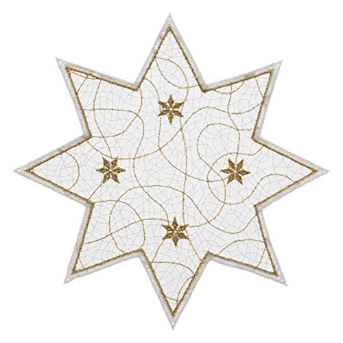 Plauener Spitze Deckchen"Luftstern" in verschiedenen Farben (ecru-gold) von Unbekannt