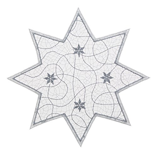 Plauener Spitze Deckchen"Luftstern" in verschiedenen Farben (ecru-silber) von Unbekannt