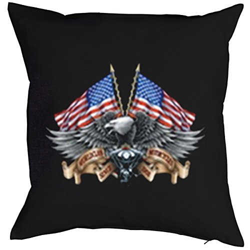 Polster für Biker Motiv aus USA Kissen mit Füllung Adler American Flagge Wild Biker Polster Geschenk Biker Bike Biken Motorrad von Unbekannt