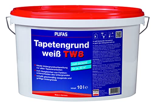 Pufas 12903000 TW8 Tapetengrund Tapetengrundierung, weiß, 10 Liter von PUFAS