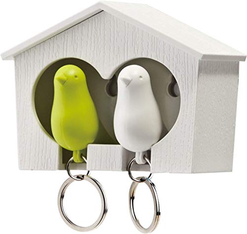 QUALY Duo Key Sparrow Schlüsselhalter, Kunststoff, Mehrfarbig, 9,5x7,5x4,5cm von QUALY