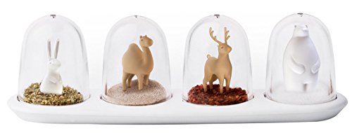 Qualy Animal Parade Gewürzstreuer, Kunststoff, Mehrfarbig, 75 x 243 x 72 mm. Salt and Pepper Set, Salt and Pepper Shakers, Salt and Pepper Shakers Set 4pcs, Spice Shaker for Kitchen von QUALY