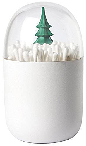 Qualy Winter Time Tannenbaum Wattest bchen-Dose 11,5cm Green ABS Badaccessoire, QL10221, Groß, Weiß von QUALY