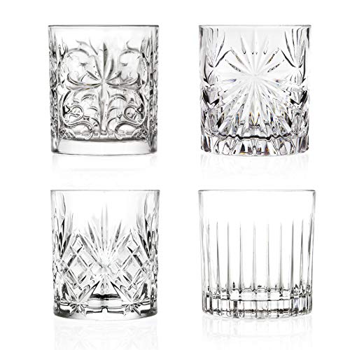 RCR 26249020006 Mixology Whiskey-Gläser, 4er-Set Cocktailgläser, transparente Glasbecher, aus Luxion-Kristall, Trinkglas, ideal für neue Hausbesitzer von RCR