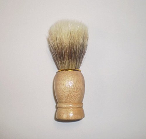 Rasierpinsel # einfaches Einsteigermodell / Ersatzpinsel / Reiseutensil # Holzgriff mit goldenfarbenem Ring # insgesamt 9 cm hoch # Pinsel 4,5 cm hoch von Osma