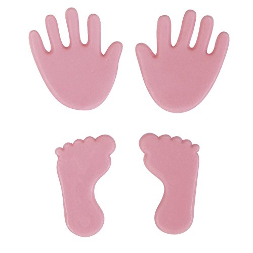 RAYHER HOBBY Rayher 31438262 Wachsmotiv Babyfüße/-hände, ca. 1,5 cm, Btl. 2 Babyhände aus Wachs und 2 Babyfüße aus Wachs, Kerzen verzieren, Verzierwachs, Wachsmotiv für Kerzen, rosé von Rayher