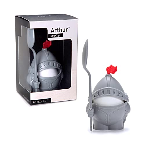 PELEG DESIGN - Arthur, der edle Eierbecher | Eierbecher lustig | Eierbecher Kinder inklusive Löffel | Kunststoff Egg Coddler in Ritter Optik | Geschenk für Vatertag, Weihnachten, Geburtstag von PELEG DESIGN