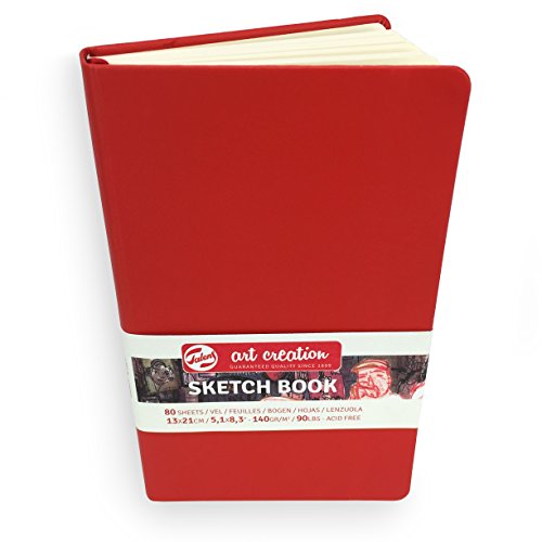 Royal Talens Art Creation Skizzenbuch, gebunden, 80 Blatt, 140 g/m², 13 x 21 cm, roter Einband von Talens