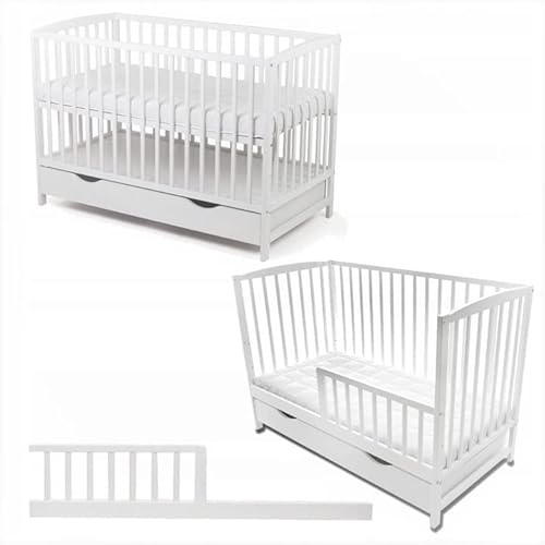 Dedstore-Baby Babybett mit Matratzenüberzug 120x60 cm Höhenverstellbar - Babybett Komplett Set - Beistellbett Baby Weiß - Baby Bett - Kinderbett - Babybetten - Bett Baby - Baby Bed von Dedstore-Baby