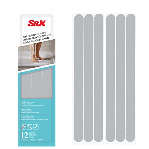 S&X Anti-Rutsch Streifen, Körnige Fläche, wie Schleifpapier, Igeeignet für Treppen, Stufen, Badewannen, Duschen, 2cm x28cm, 12 Streifen von S&X