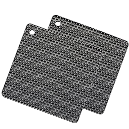 SCF2017 2 x quadratische Silikon-Untersetzer, rutschfest, hitzebeständig, Untersetzer, kleine Tischsets Topflappen (grau) von Unbekannt