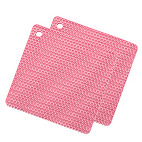 SCF2017 2 x quadratische Silikon-Untersetzer, rutschfest, hitzebeständig, Untersetzer, kleine Tischsets Topflappen (rosa) von Unbekannt